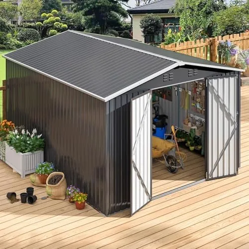 polar aurora 10 x 14 ft outdoor storage metal shed