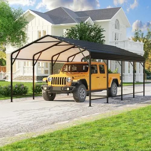 polar aurora 12x20 ft metal carport car port with enhanced base