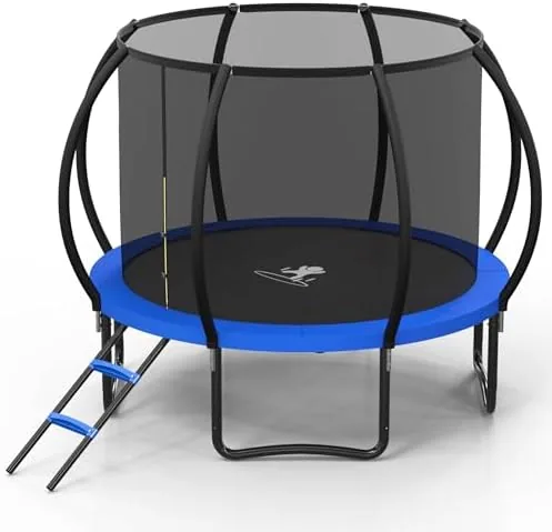 trampoline outdoor 10 ft trampolines with enclosure net and ladderround recreational trampoline for kids and adults with astm approval anti rust coated frame thickened spring mat